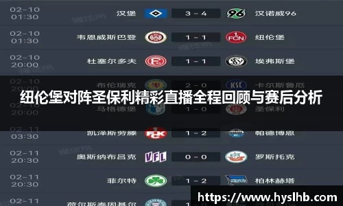 纽伦堡对阵圣保利精彩直播全程回顾与赛后分析