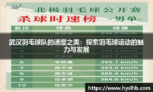 武汉羽毛球队的速度之美：探索羽毛球运动的魅力与发展